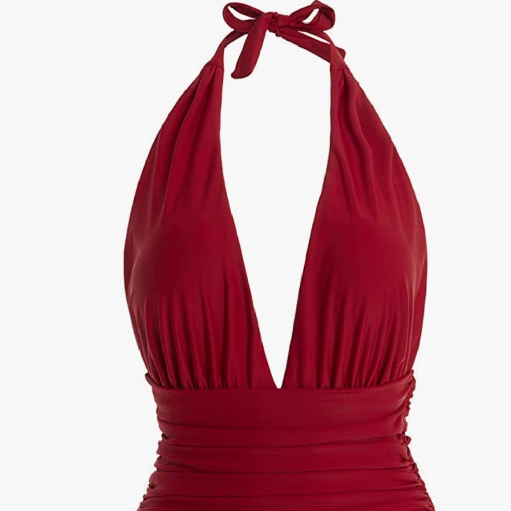 Cherry Red One Piece Bathing Suit - Picture 7 of 14